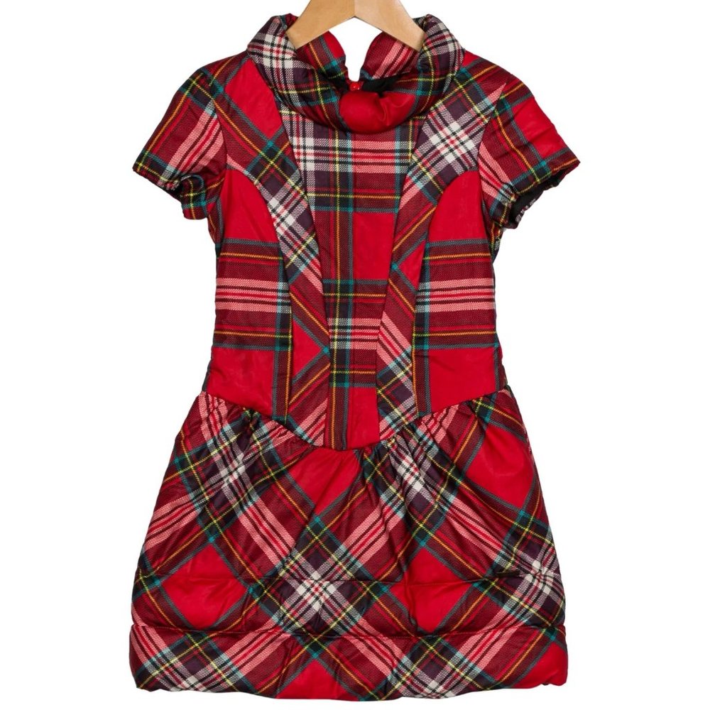 Stylish Junior Jean Paul Gaultier Girl's Short Sleeve Plaid dress, Size 6